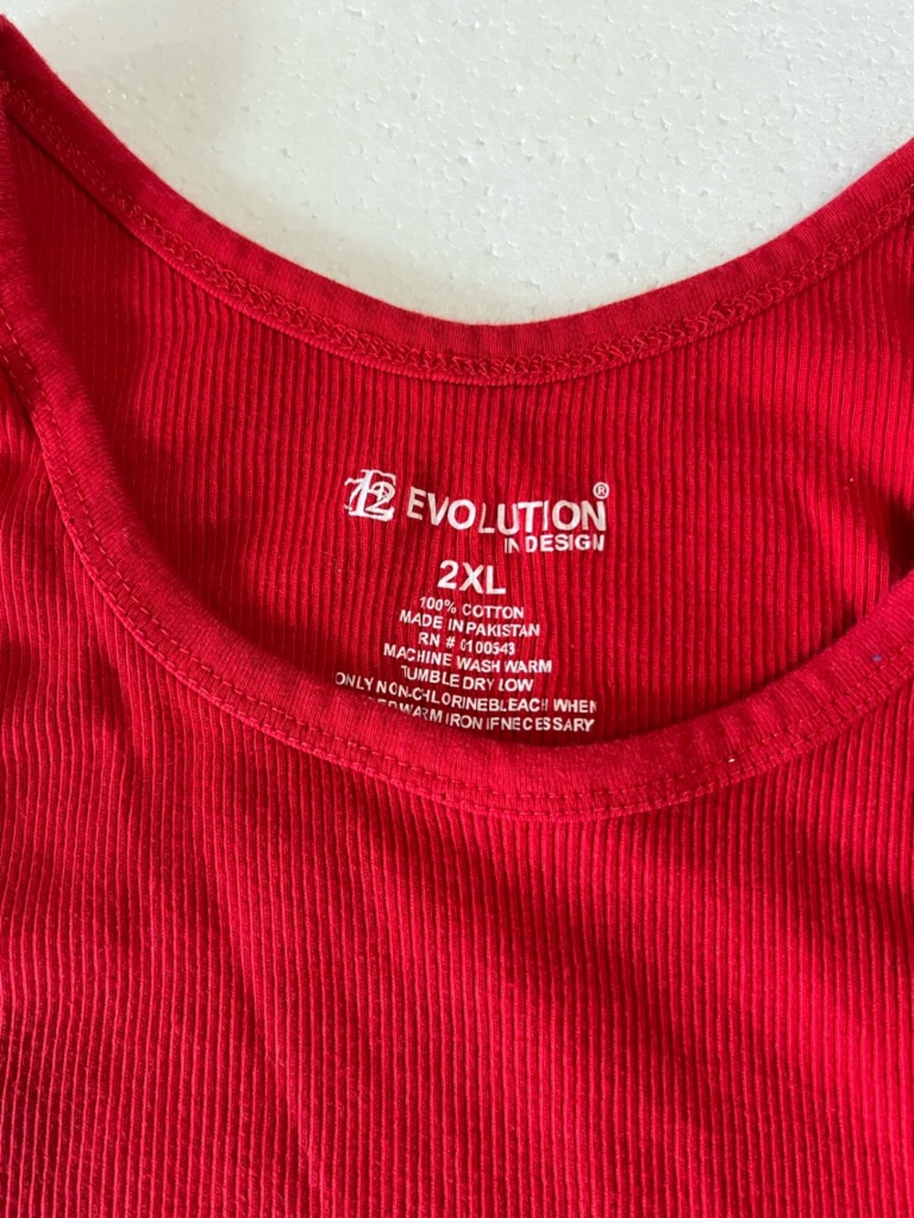 Evolution In Design Red Ribbed Tank - 2XL (M) - Picture 2 of 5